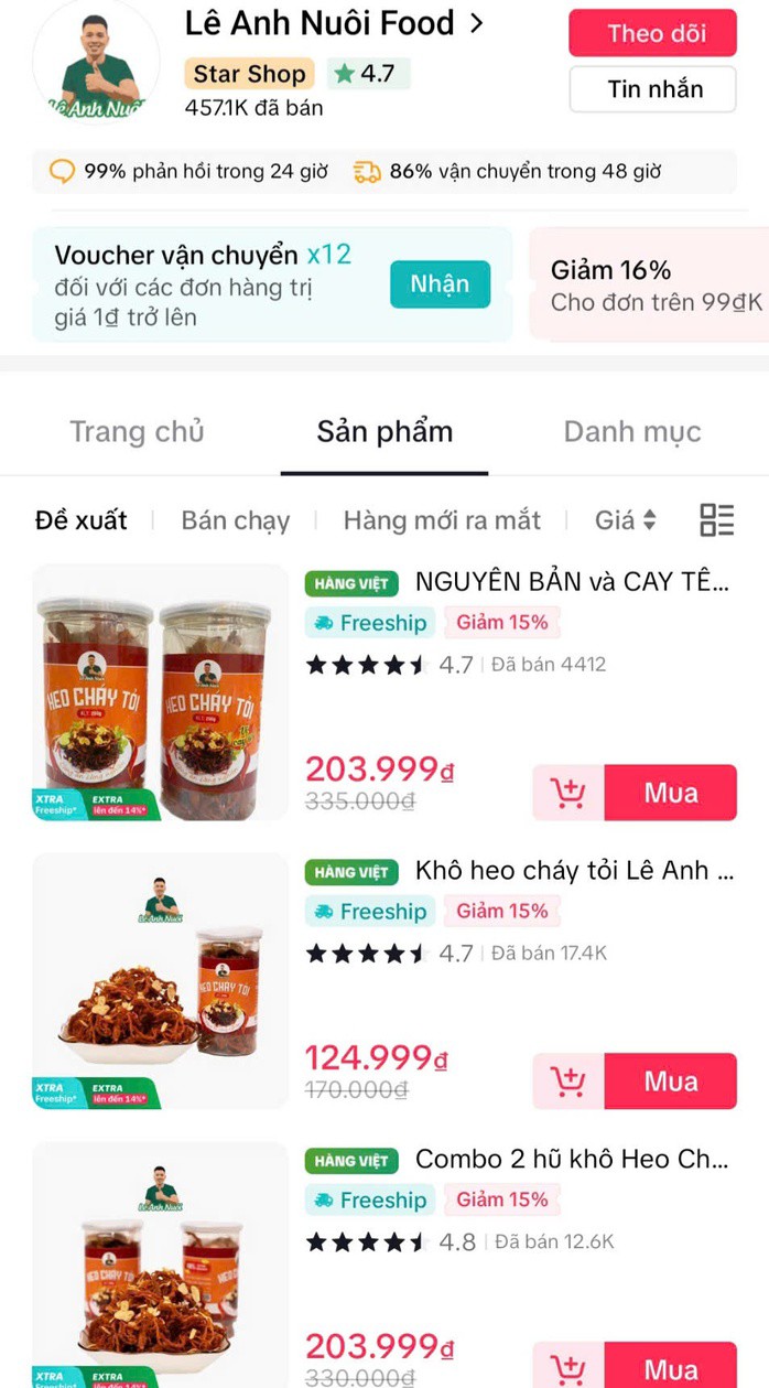 Kênh TikTok Shop Lê Anh Nuôi