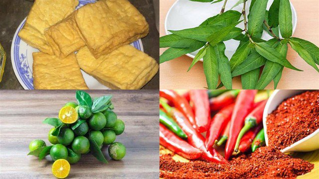 Nguyên liệu làm món đậu phụ hấp rau răm.