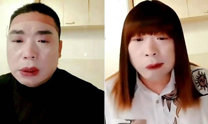 Gương mặt của Jiao khi giả gái. Ảnh: 163