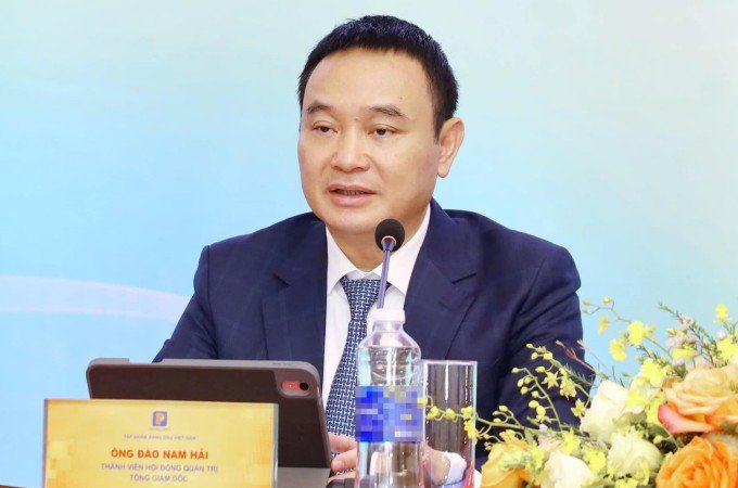 Ông Đào Nam Hải trong cuộc họp cổ đông của Petrolimex vào tháng 3/2025 - Ảnh: Petrolimex