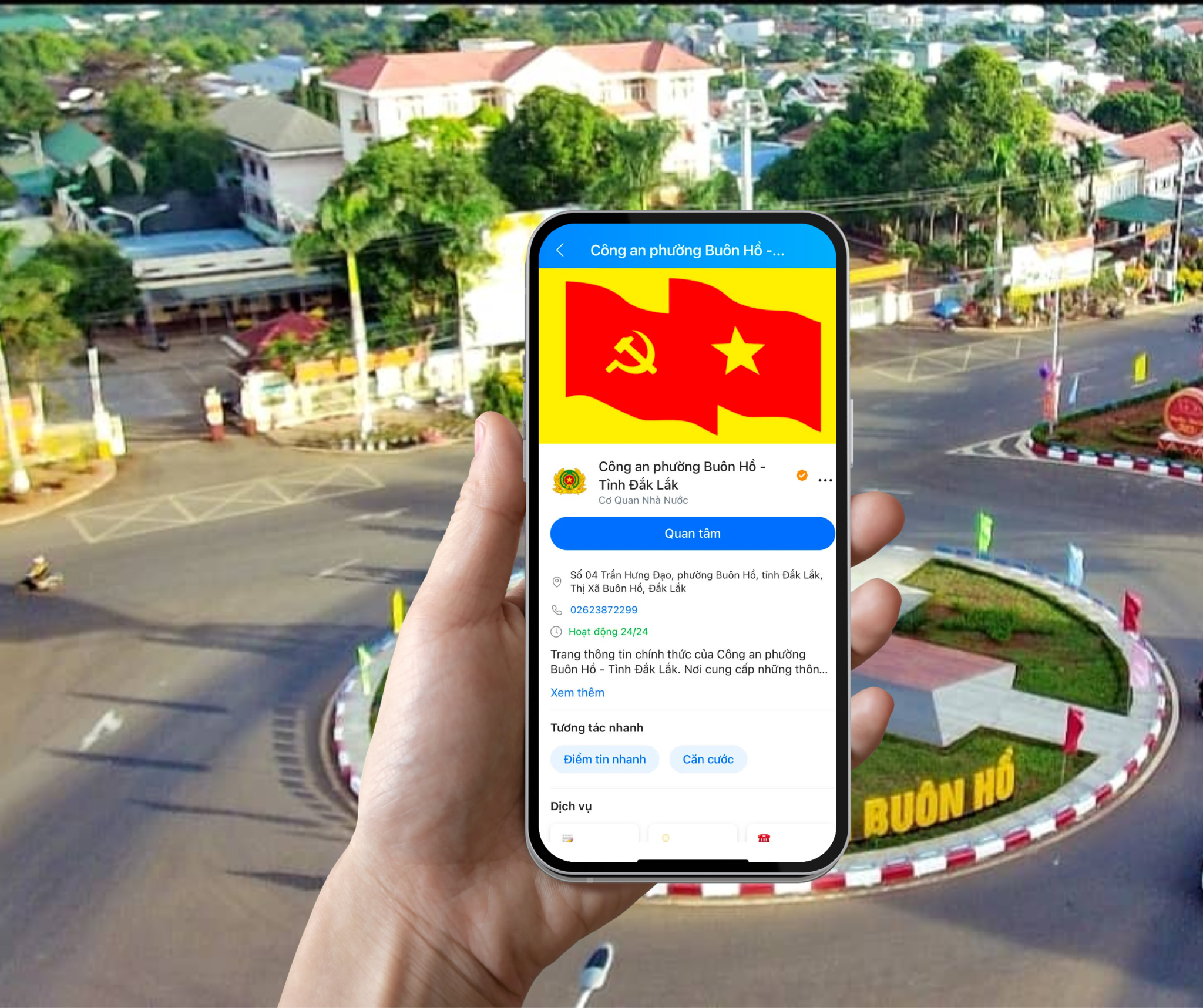 Tên mới của Công an phường Buôn Hồ - tỉnh Đắk Lắk trên Zalo.