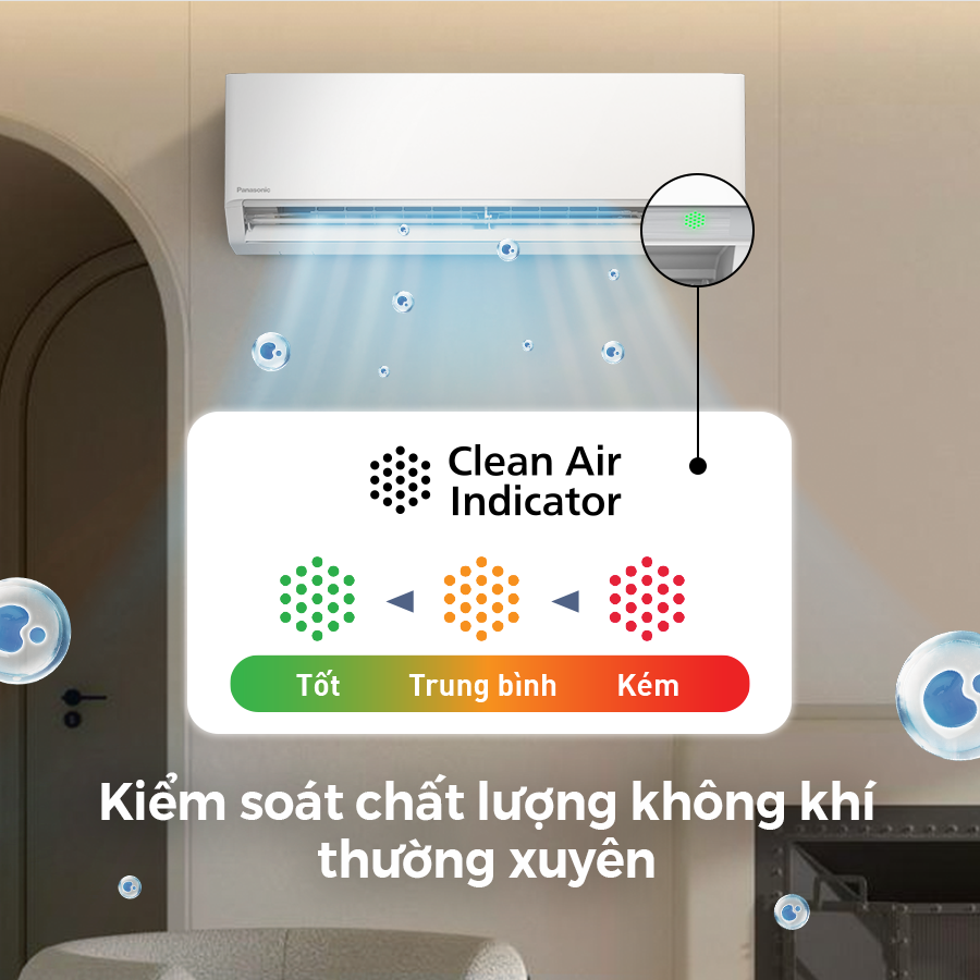 Dựa vào màu sắc hiển thị trên bộ đèn 3 màu, người dùng có thể nhận biết và kiểm soát chất lượng không khí trong nhà