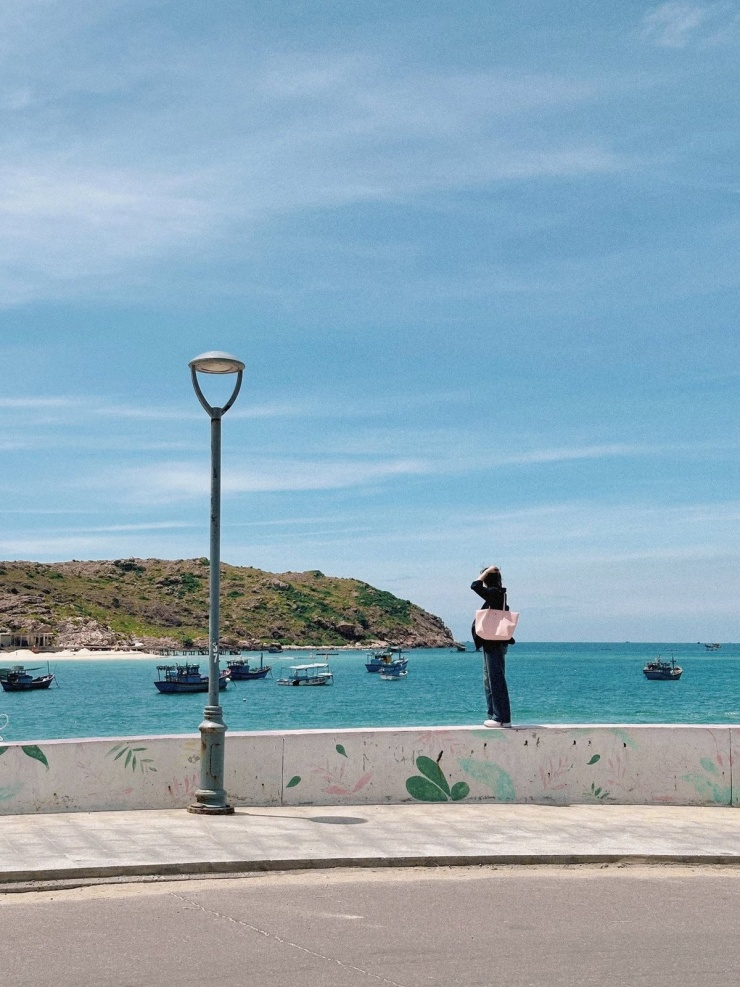 Theo chia sẻ của Đặng Quang Vinh – người thực hiện chuyến đi 2 ngày 1 đêm với chi phí tiết kiệm, anh di chuyển đến Nhơn Hải từ Phù Cát bằng xe máy. Tuy nhiên, nếu xuất phát từ trung tâm TP Quy Nhơn, du khách có thể dễ dàng thuê xe máy hoặc bắt taxi theo cung đường ven biển đẹp và thuận tiện. Ảnh Đặng Quang Vinh