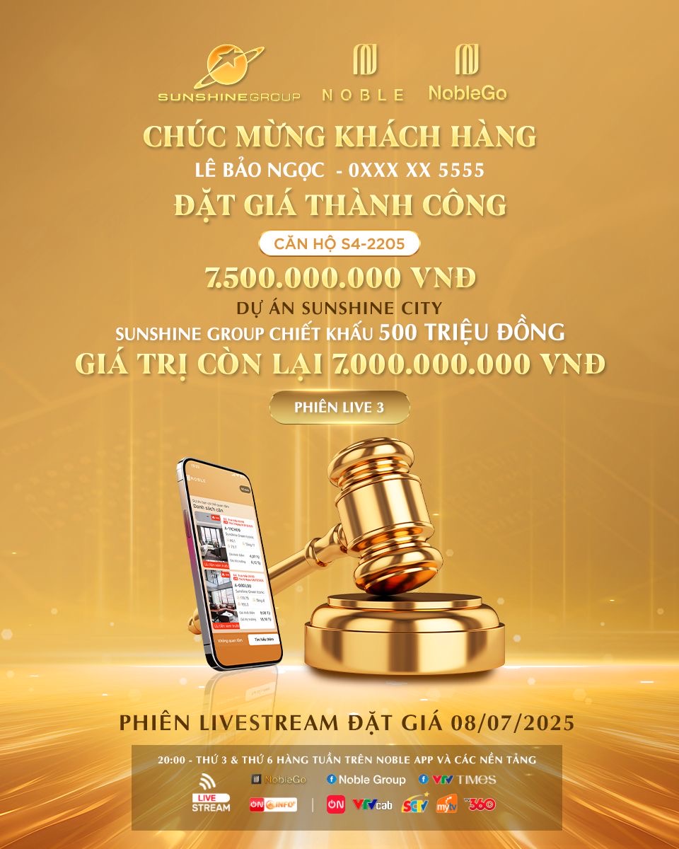 Phiên livestream đặt giá NobleGo tối 8/7: Khách sở hữu căn hộ cao cấp Sunshine City rẻ hơn 2 tỷ đồng - 1