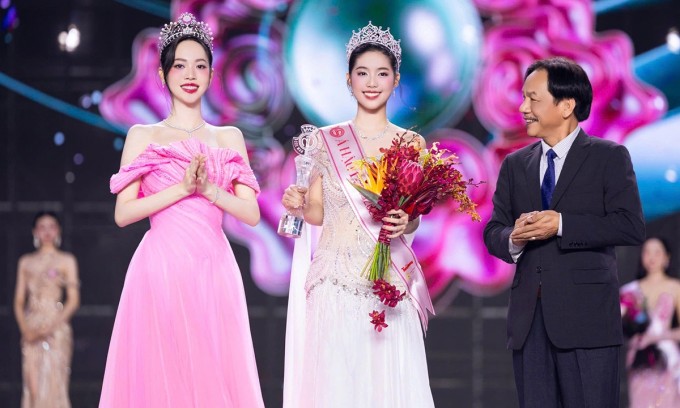 Châu Anh nhận danh hiệu á hậu 1 trong chung kết Hoa hậu Việt Nam 2024 hôm 27/6.