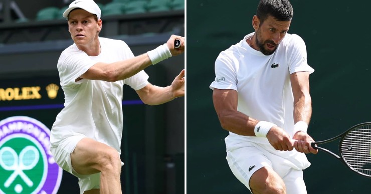 Sinner (bên trái) đang là "Vua" tennis, nhưng Djokovic (bên trái) mới là "Ông trùm" Wimbledon