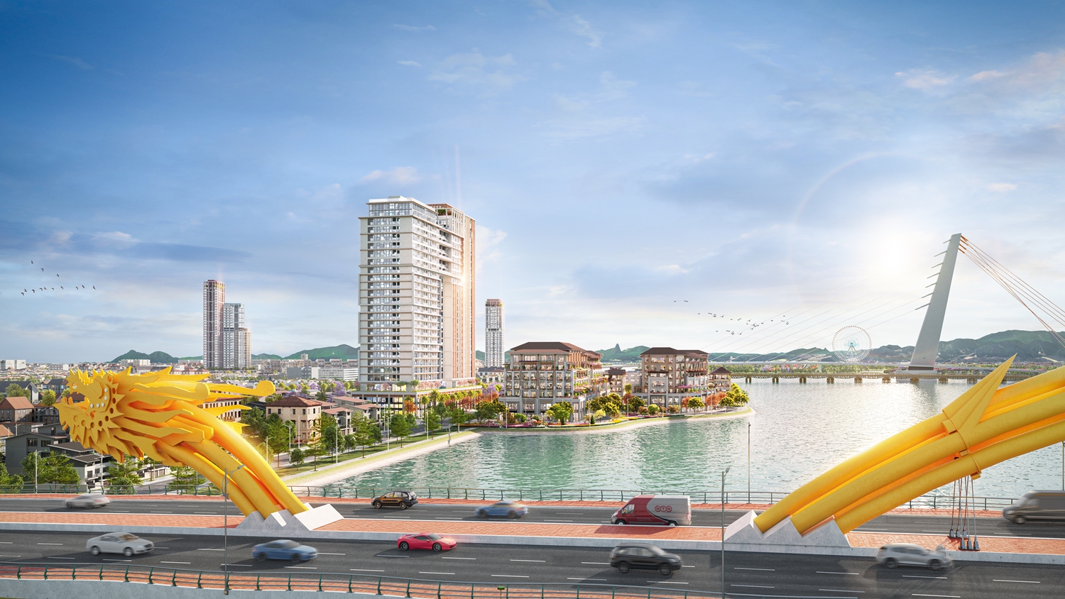 The RiO cận kề bên sông Hàn và Cầu Rồng - Ảnh phối cảnh minh họa Sun Property