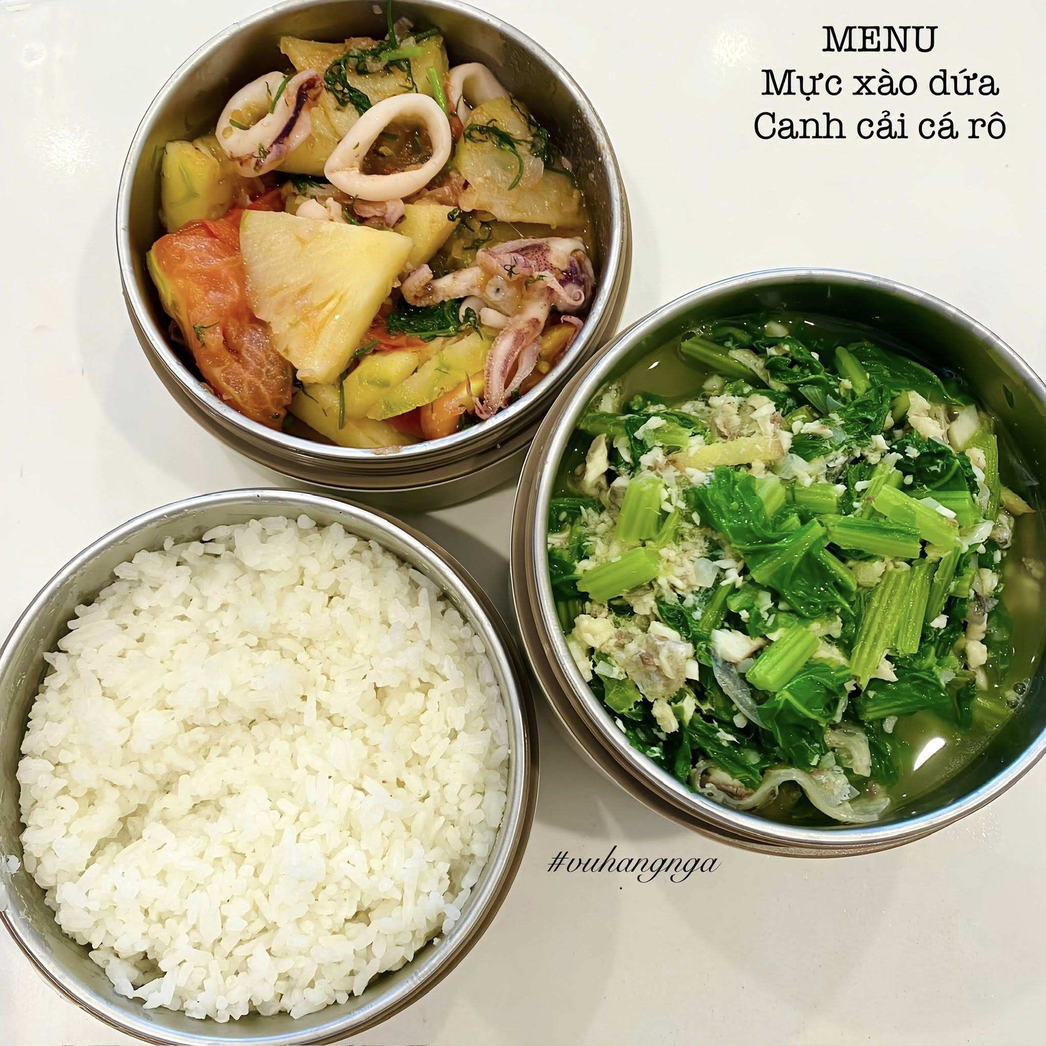 Canh cải cá rô&nbsp;- Mực xào