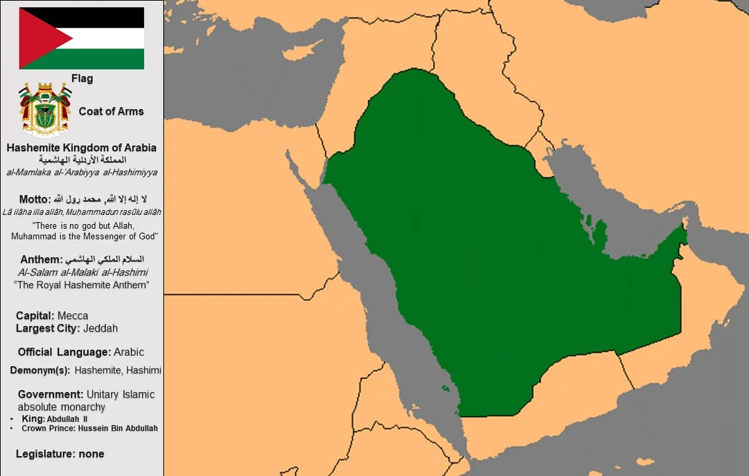 Giấc mộng lãnh thổ của gia tộc Hasemite - kiểm soát phần lớn lãnh thổ bán đảo Ả Rập. Ảnh minh họa.