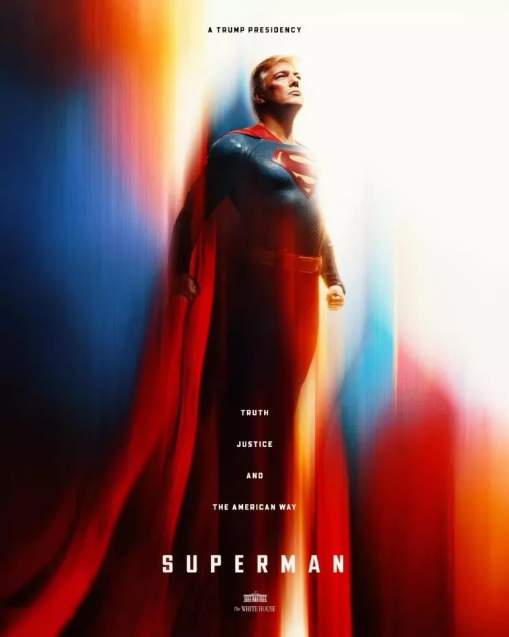 Bức ảnh Tổng thống Mỹ Donald Trump hoá thân thành “Superman” do Nhà Trắng đăng tải. Ảnh: X