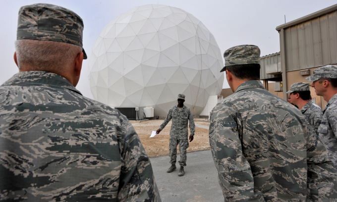 Vòm radar tại căn cứ Al Udeid hồi năm 2016. Ảnh: AP