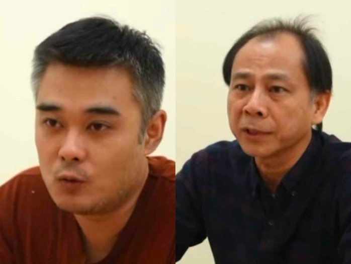 Bị can Lã Thái Bình (trái) và Phạm Văn Hinh, Trưởng phòng và phó phòng Giám sát ngộ độc thực phẩm và Thông tin truyền thông. Nguồn: VTV