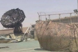 Hình ảnh đài radar bị phá hủy hoàn toàn bởi tên lửa đạn đạo Iran tại căn cứ Mỹ ở Qatar
