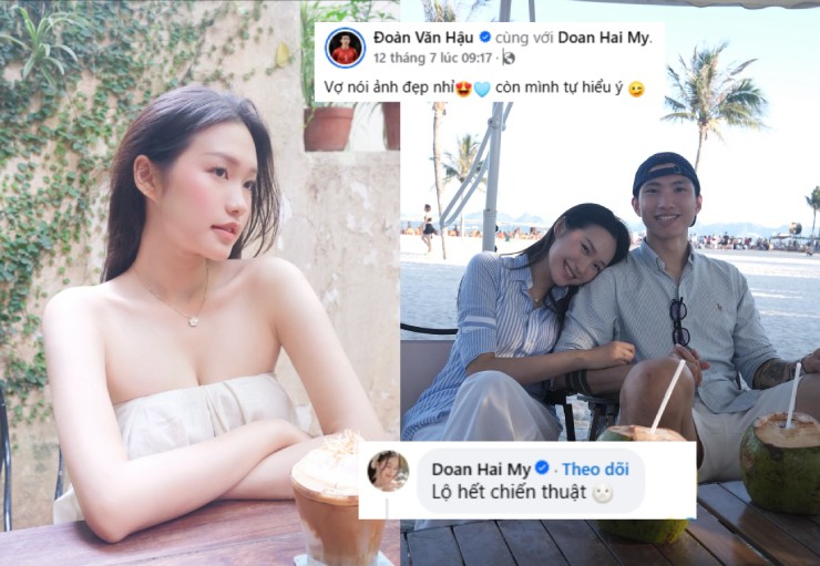 Vợ chồng Doãn Hải My - Đoàn Văn Hậu tương tác hài hước trên mạng xã hội