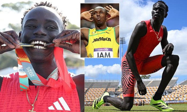 Gout Gout (áo đỏ) được ví như Usain Bolt nhưng anh muốn trở thành phiên bản tốt nhất của chính mình