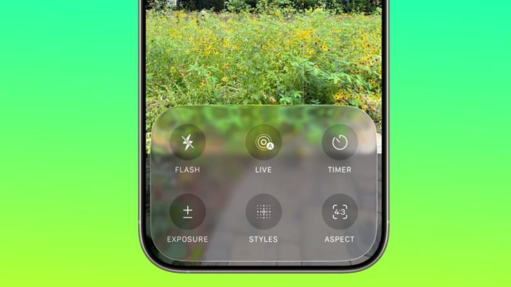 Dạng menu Pop Out mới của ứng dụng Camera.