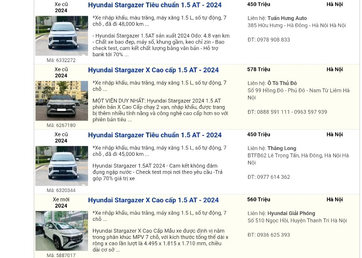 Stargazer cũ được rao bán với mức giá rẻ (Ảnh: Chụp màn hình).