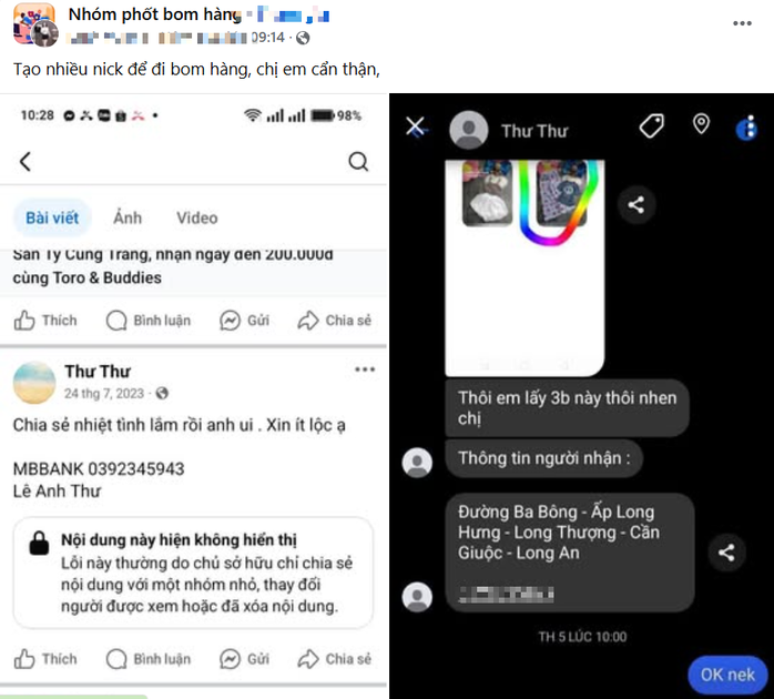 Tin nhắn mua hàng trên facebook