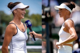 Người mẫu gây sốt khi lần đầu dự Wimbledon,  " rụng rời "  khi Djokovic gọi tên