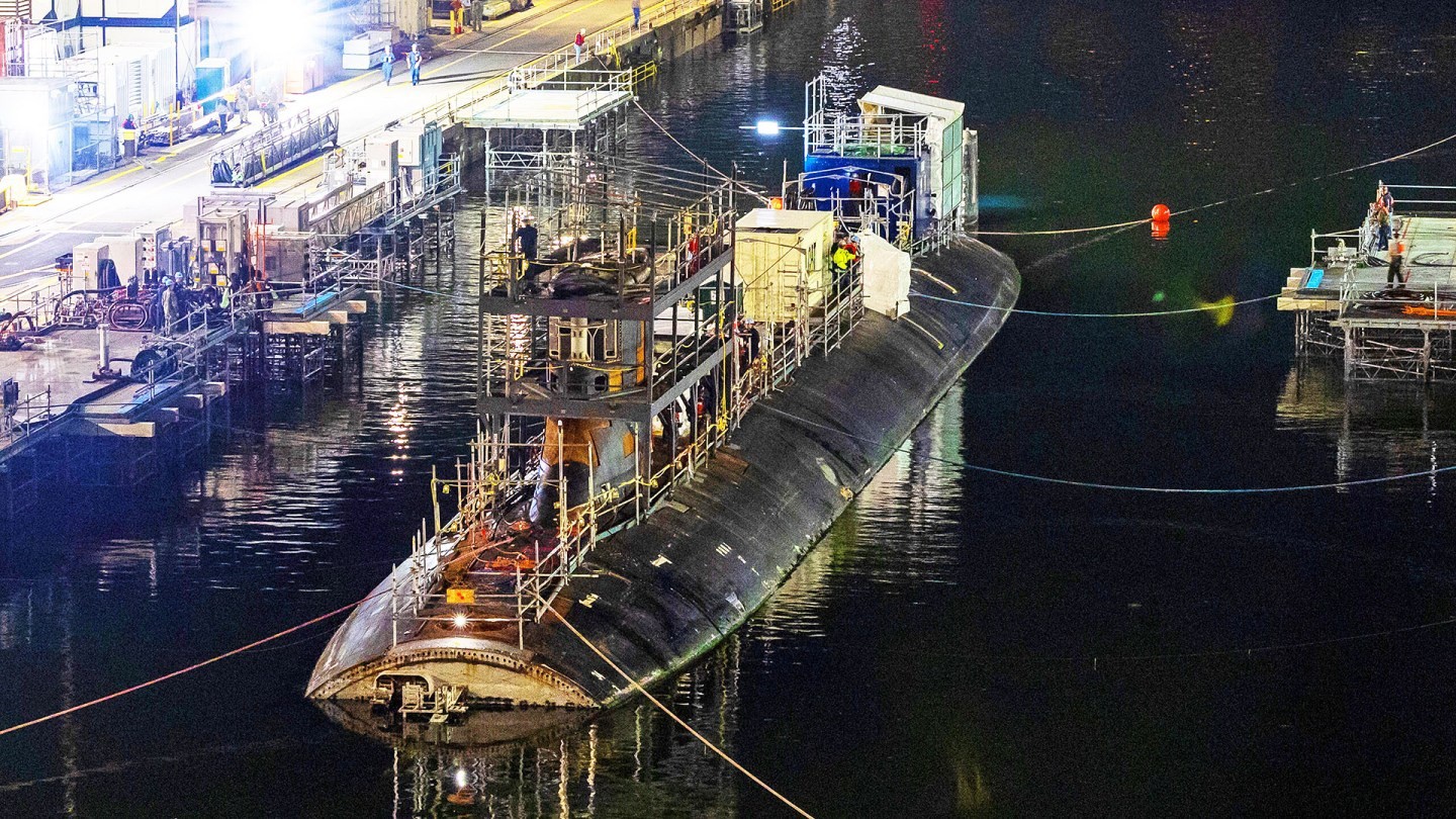 Tàu Connecticut được sửa chữa tại xưởng tàu hải quân Puget Sound, bang Washington. Ảnh: US Navy
