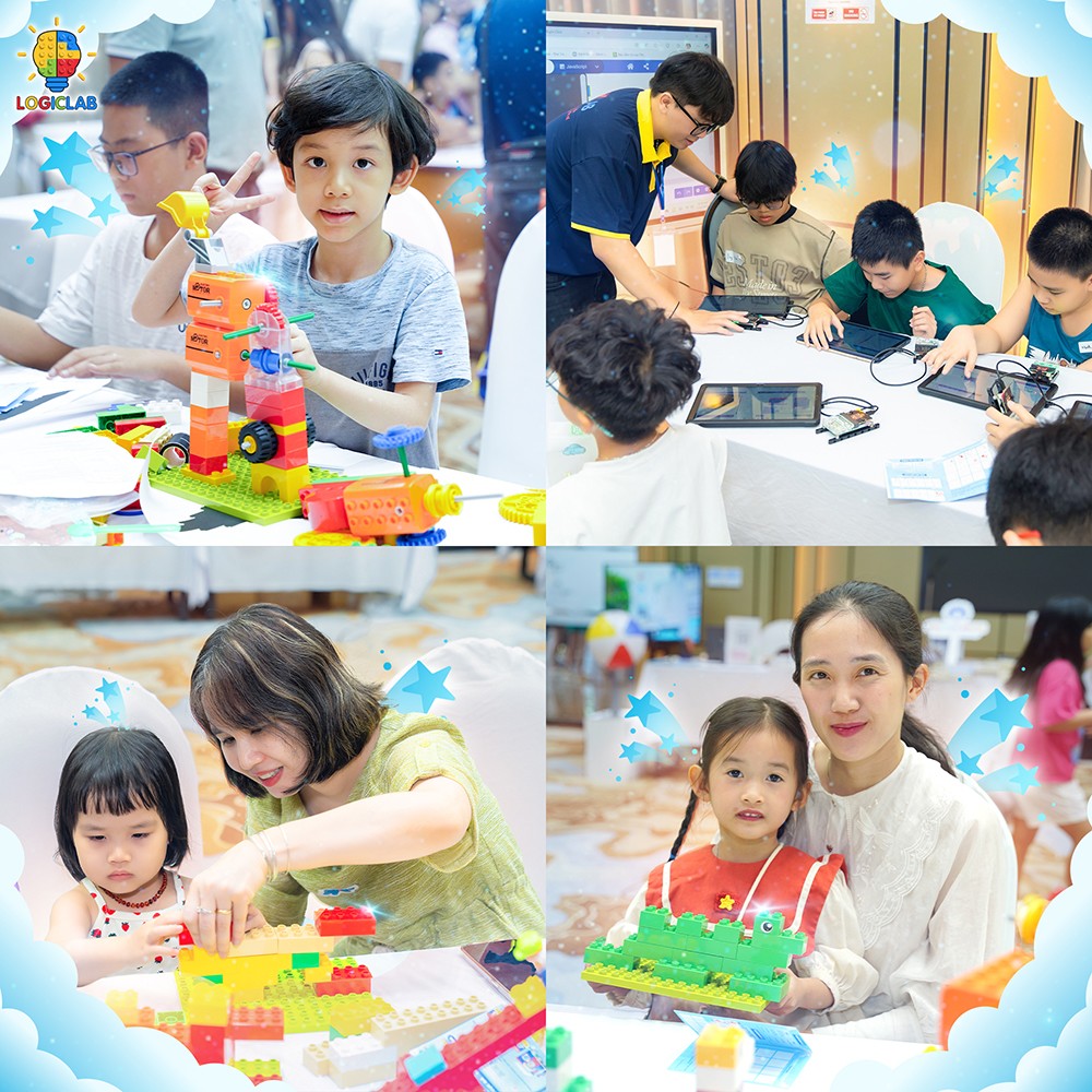 Không gian ở trạm STEAM LEGO® thu hút nhiều bạn nhỏ cùng phụ huynh say mê khám phá và biến những ý tưởng thành hiện thực ngay tại "Ngày Hội Sáng Tạo 2025".