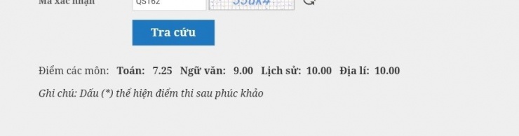 Bảng điểm của nữ sinh Trần Thị Hồng Thuỷ (trong đó Ngữ Văn 9; Lịch Sử 10; Địa Lý 10).