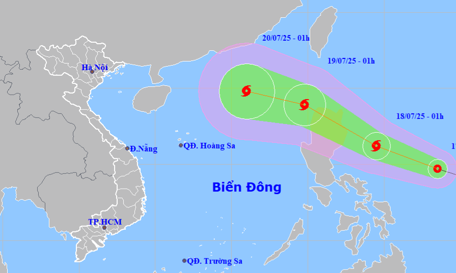 Dự báo đường đi của áp thấp nhiệt đới.