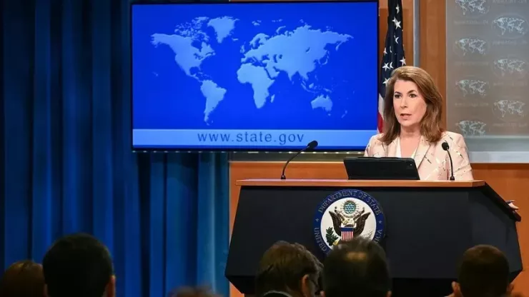 Phát ngôn viên Bộ Ngoại giao Mỹ Tammy Bruce. Ảnh: AFP