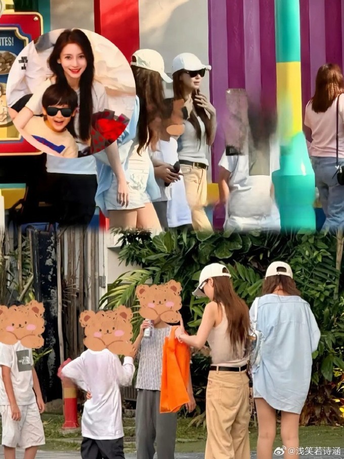 Angelababy đưa Tiểu Bọt Biển đi chơi ở Paris. Ảnh: Weibo