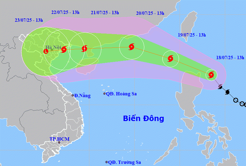 Nhận định của Trung tâm Dự báo Khí tượng Thuỷ văn Quốc gia về đường đi của bão Wipha.