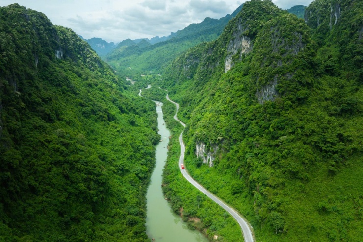 Con đường xanh biêng biếc chạy thẳng vào tim ta.