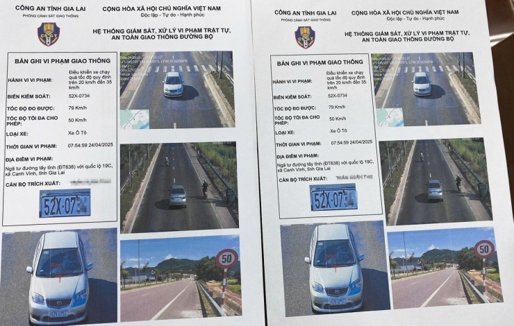 Hình ảnh vi phạm tốc độ của ôtô BKS: 52X-07xx.