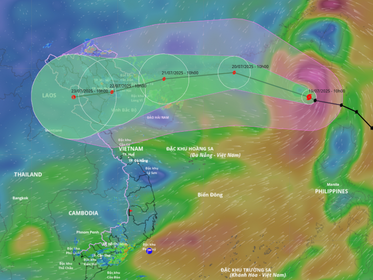Bão Wipha dự báo có vùng ảnh hưởng rất rộng gồm hầu khắp miền Bắc và Bắc Trung Bộ.