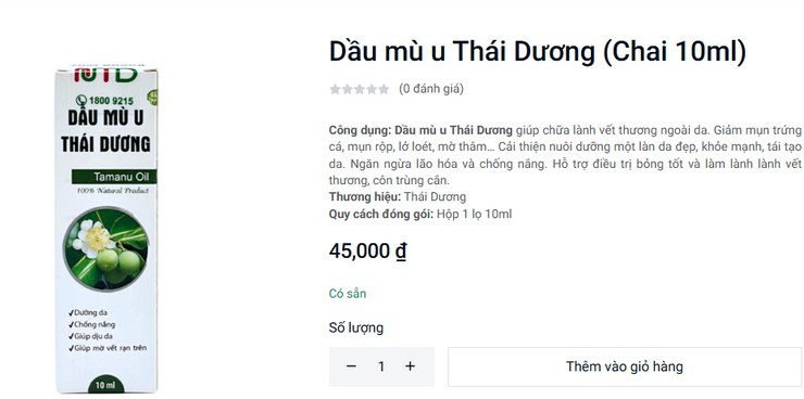 Mức giá bán phổ biến mỗi chai 10ml là 45.000đ