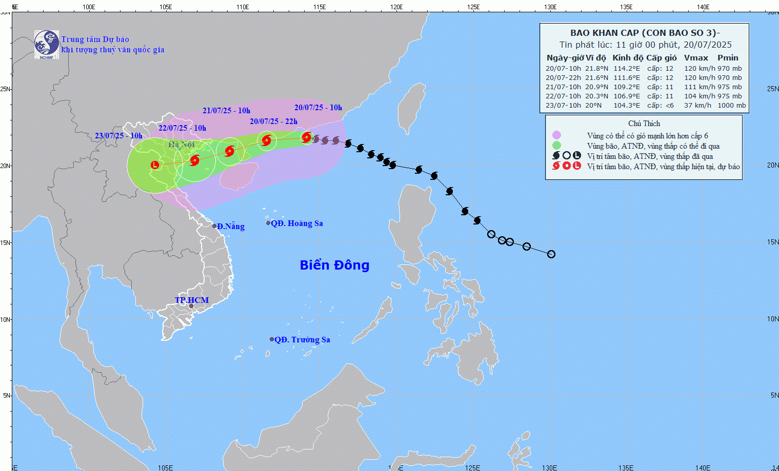 Bão số 3 gây đợt mưa rất lớn cho các tỉnh từ Nghệ An trở ra miền Bắc nước ta.