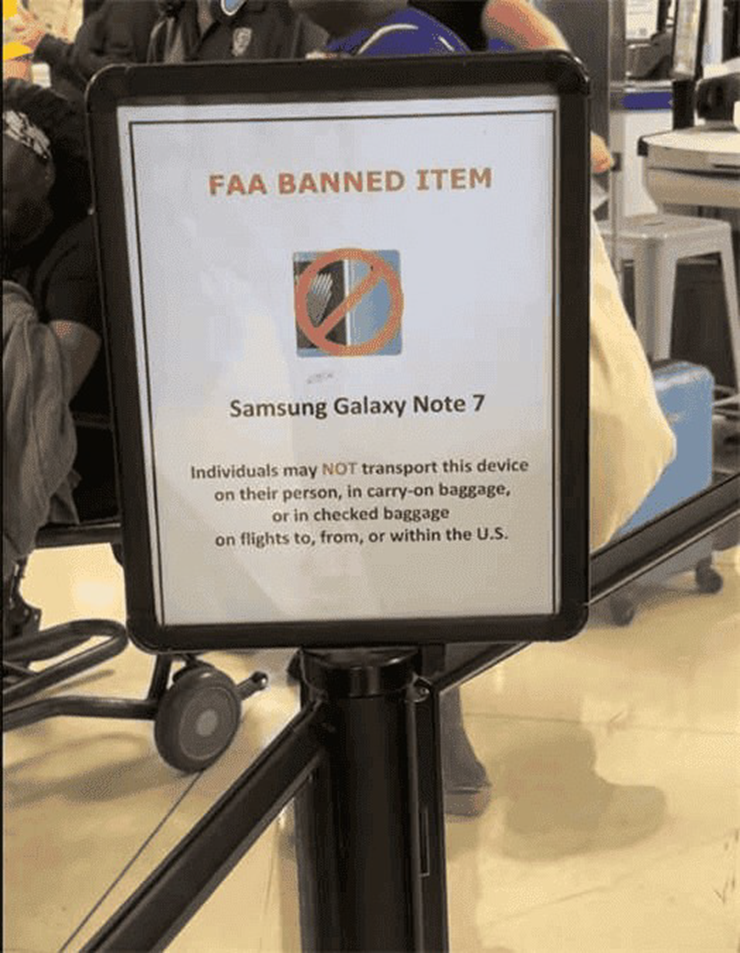 Một sân bay ở Mỹ cấm hàng khách mang Galaxy Note 7 lên máy bay.