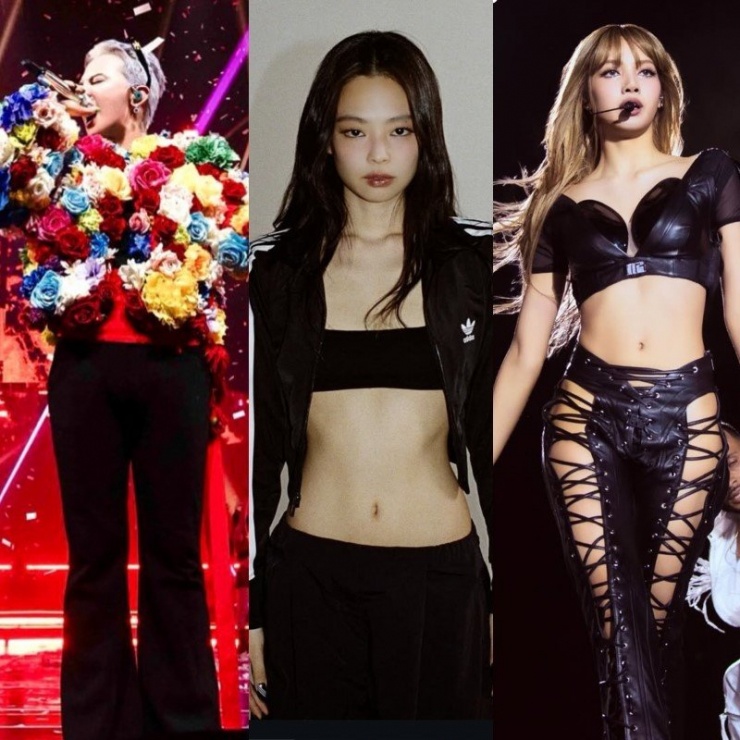 Hai thành viên khác của BLACKPINK là Jennie và Lisa chia nhau vị trí thứ ba và thứ năm. Hiện cặp đôi này cùng G-Dragon đang thu hút sự chú ý và là tâm điểm chủ đề 'hot' toàn cõi mạng với những bộ trang phục độc đáo, xứng tầm đẳng cấp toàn cầu trong chuyến lưu diễn vòng quanh thế giới.