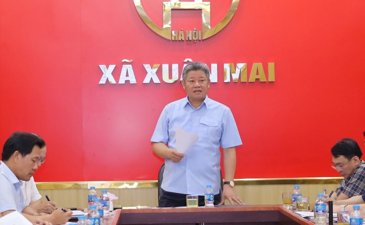 Phó Chủ tịch UBND TP. Hà Nội Nguyễn Mạnh Quyền phát biểu tại buổi làm việc.