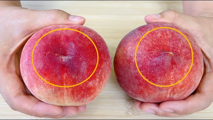 Đỉnh còn nhọn là quả non, vị thường nhạt (phải). Đỉnh tròn đều, phẳng hoặc lõm vào trong là quả đã đủ độ lớn, bắt đầu chín, có vị ngọt (trái). Ảnh: M.F