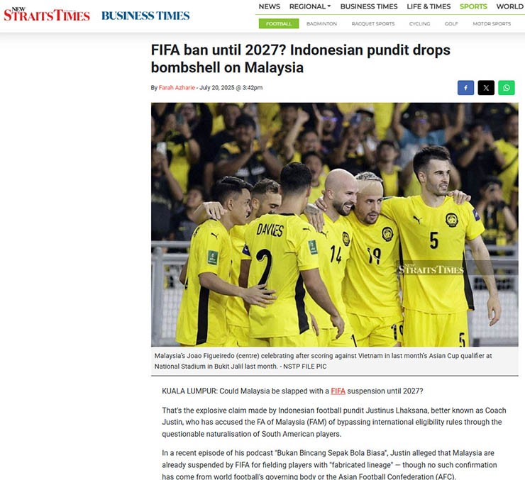 Tờ Straits Times đưa tin về vụ việc