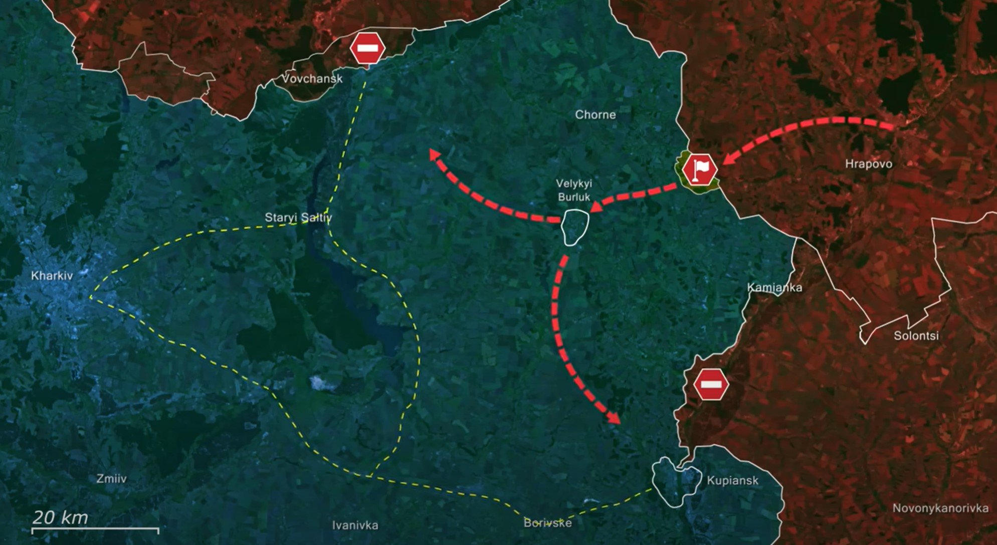 Dự đoán mục đích của Nga khi tổ chức mũi tiến công mới. Ảnh: Euromaidan Press.
