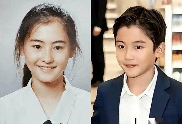 Con trai Trương Bá Chi được nhận xét có đường nét của mẹ thời nhỏ. Ảnh: Weibo