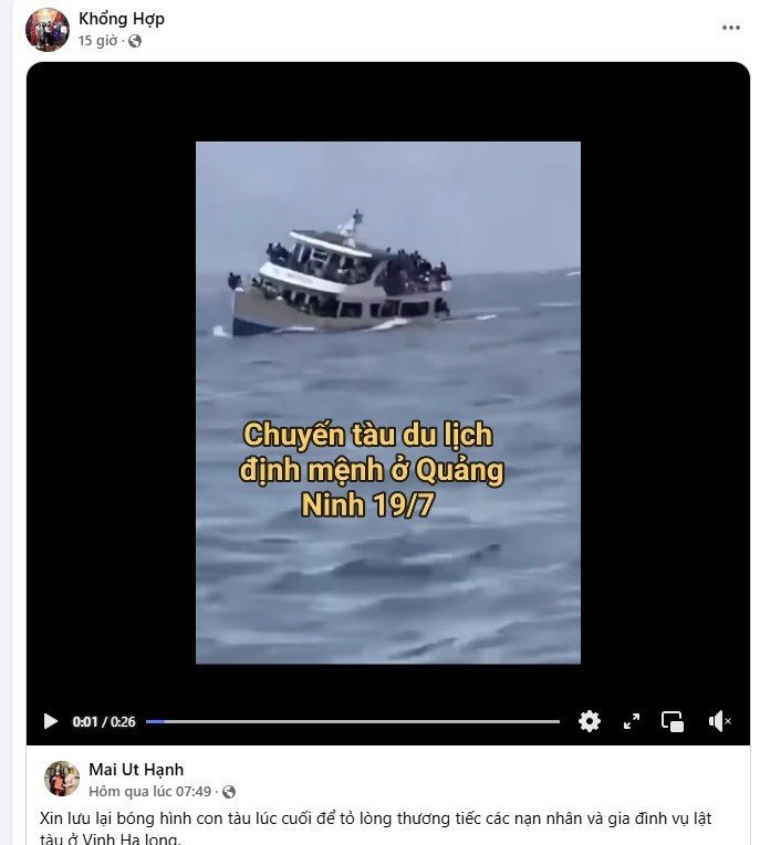 Nhan nhản video sai sự thật về vụ chìm tàu ở Hạ Long hôm 19/7.