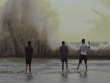 Sóng biển cao lừng lững ở Đồ Sơn, đánh vỡ bờ kè