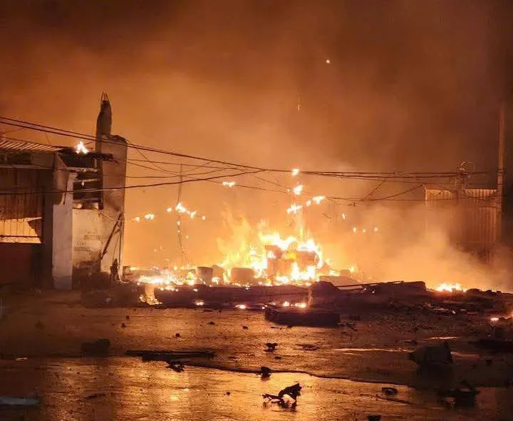 Hiện trường vụ nổ lớn ở Hưng Yên. Ảnh: CTV