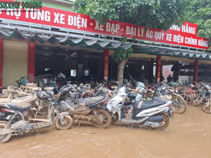 Trước trận lũ, cơ sở Hùng Hằng là điểm cung cấp xe điện cho cả vùng. Giờ chỉ còn lại đống sắt dưới lớp bùn non.
