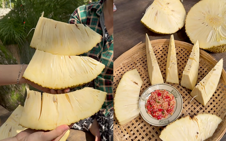 Khi những hình ảnh thế này lan truyền trên mạng xã hội, người ta thường nhầm rằng đây là quả sa kê. Nhưng thực chất đây là một loại mít lạ: mít không hạt.
