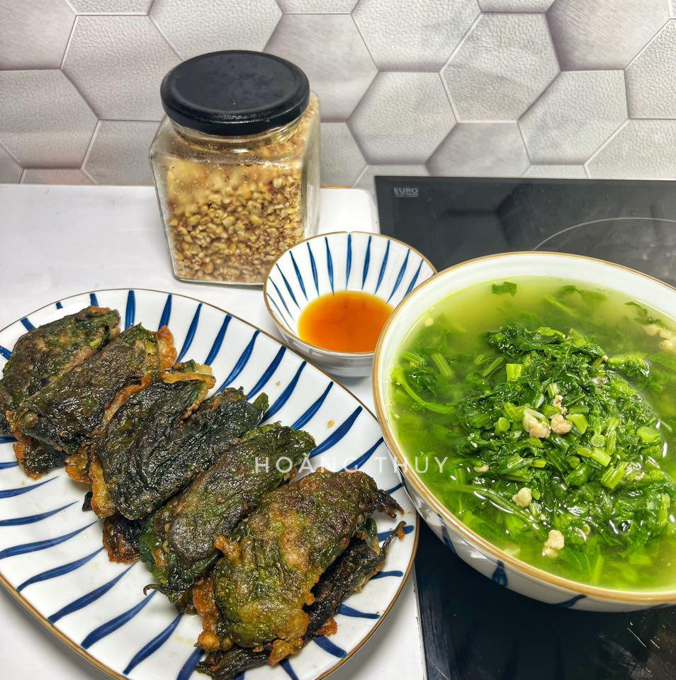 Chả lá lốt - Muối lạc - Canh rau cải