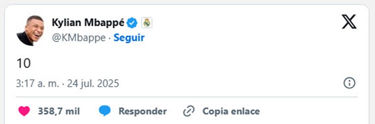 Mbappe đăng tải thông điệp “số 10” đầy ẩn ý trên nền tảng X