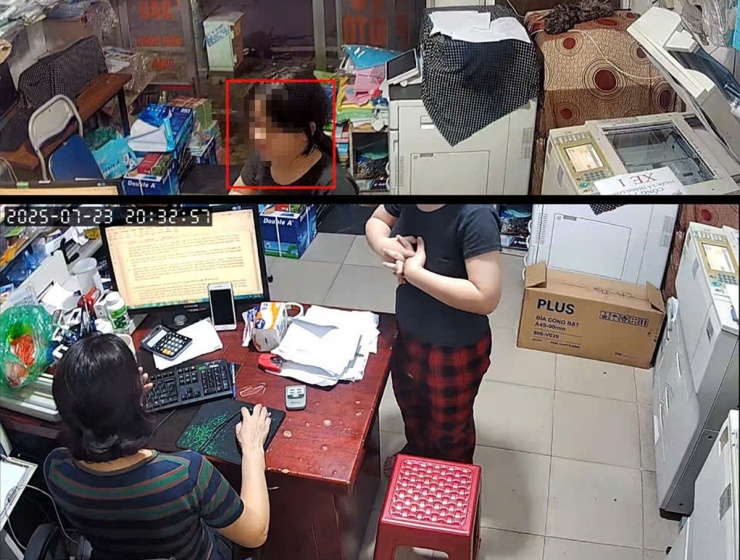 Hình ảnh bé gái 13 tuổi rời quán điện thoại ở Hà Nội. Ảnh: Gia đình cung cấp.